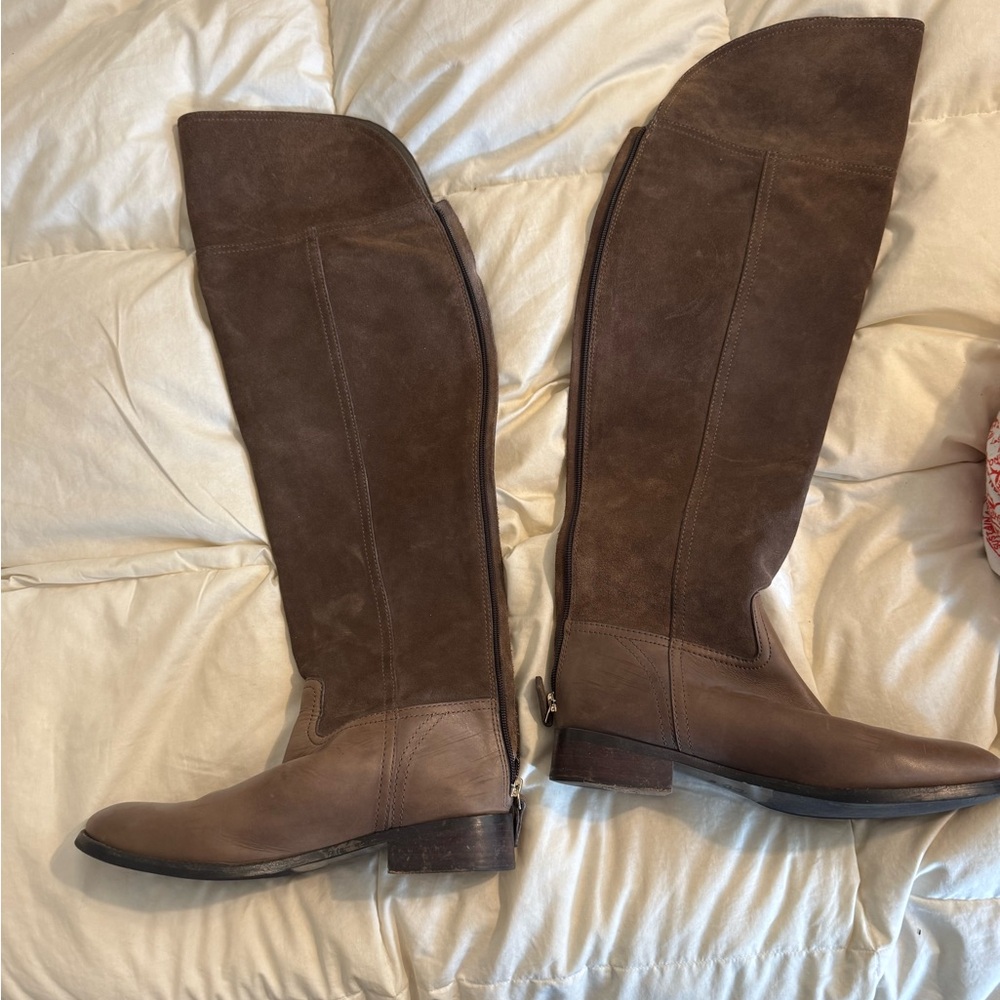 Tory Burch Over-the-Knee Suede Boots in Dark Brown - Picture 4 of 9